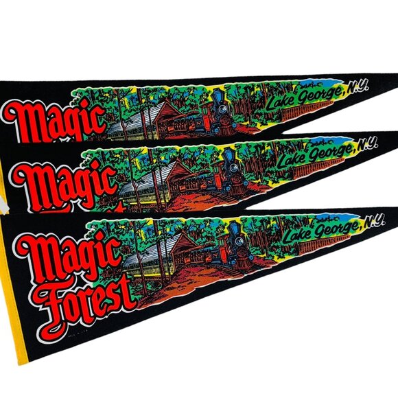 Other - Vintage Magic Forest Amusement Park Lake George NY Black Pennant | 2 LEFT!